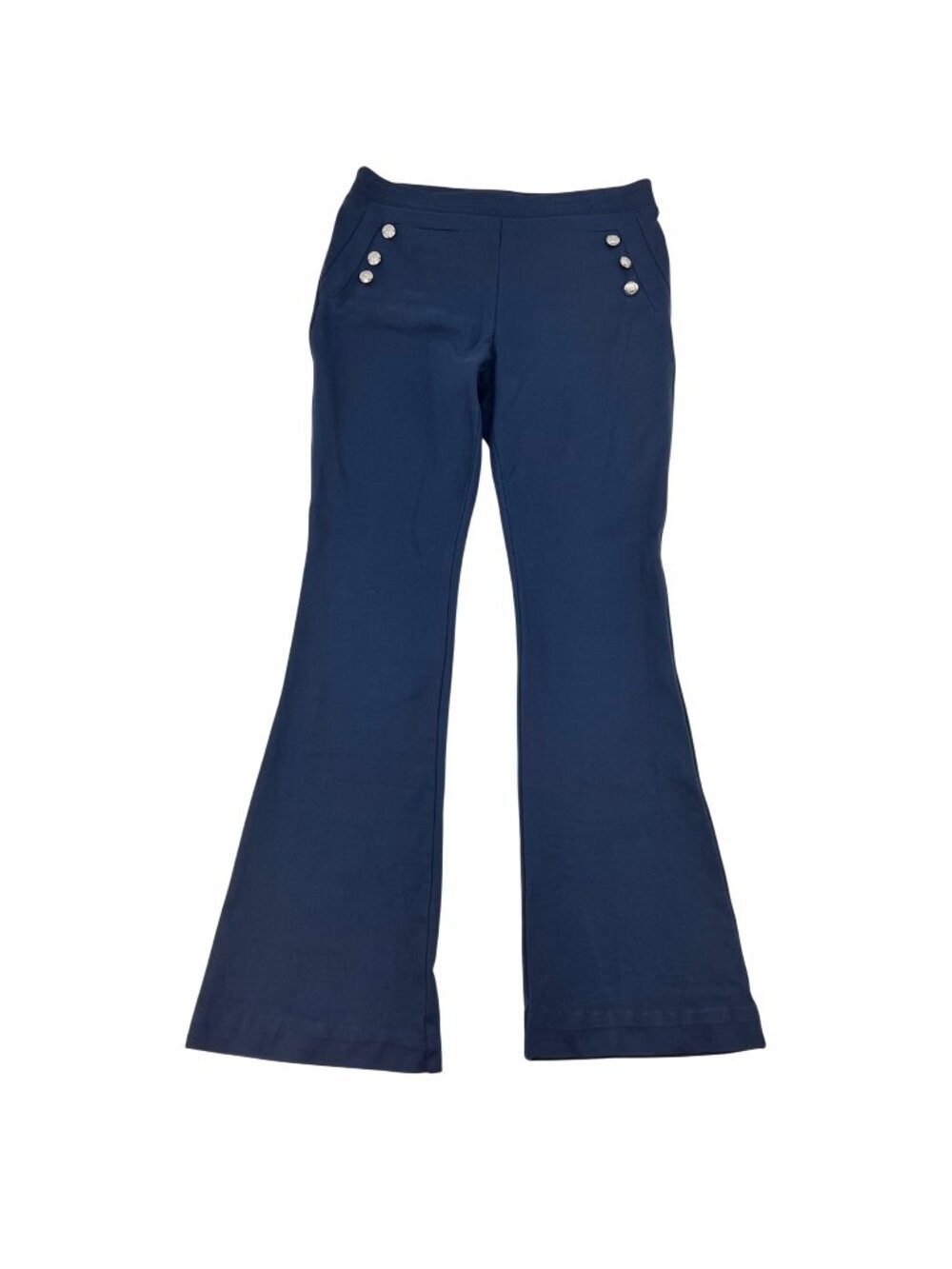INC International Concepts Flare Leg Dress Pants Pull On Button Navy Size 8